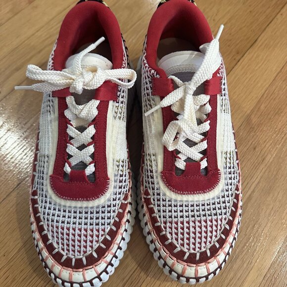 Chloe Nama Leather-trimmed Sneakers - Picture 2 of 6